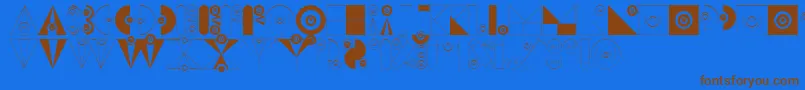 BadabumHappyloverstown.Eu-Schriftart – Braune Schriften auf blauem Hintergrund