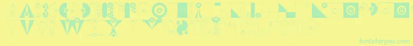 BadabumHappyloverstown.Eu-Schriftart – Grüne Schriften auf gelbem Hintergrund