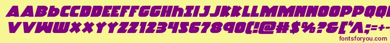 Racketsquadexpandital Font – Purple Fonts on Yellow Background