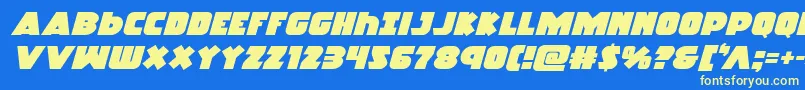 Racketsquadexpandital Font – Yellow Fonts on Blue Background