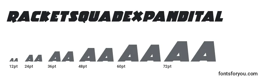 Размеры шрифта Racketsquadexpandital