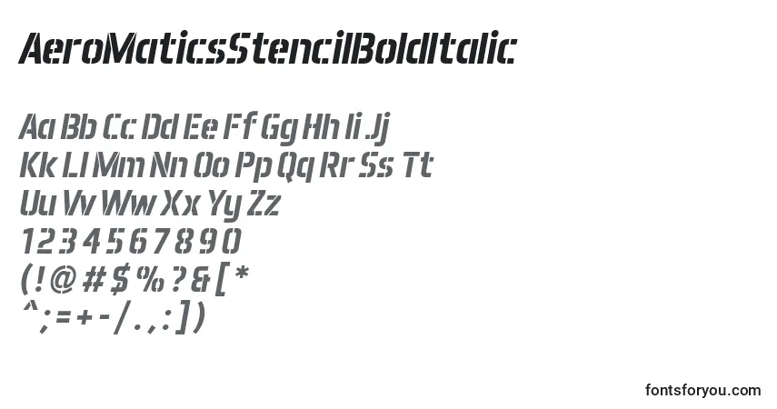 AeroMaticsStencilBoldItalic-fontti – aakkoset, numerot, erikoismerkit
