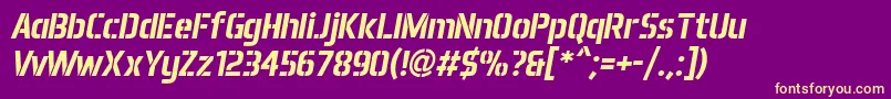 AeroMaticsStencilBoldItalic Font – Yellow Fonts on Purple Background