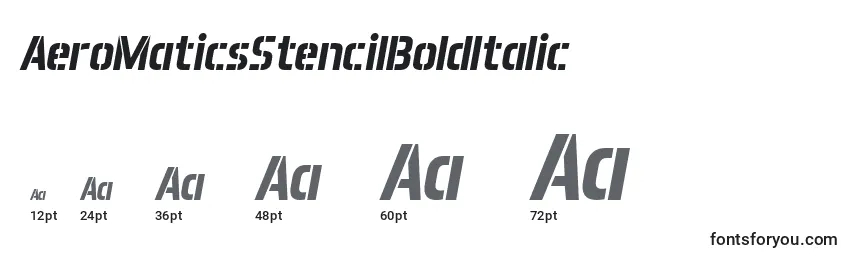 Размеры шрифта AeroMaticsStencilBoldItalic