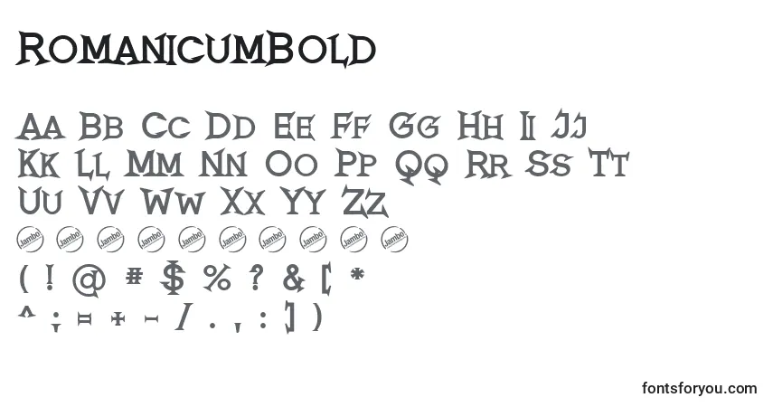 RomanicumBoldフォント–アルファベット、数字、特殊文字