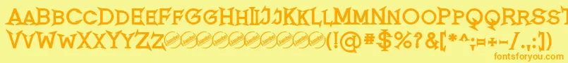 RomanicumBold-Schriftart – Orangefarbene Schriften auf gelbem Hintergrund