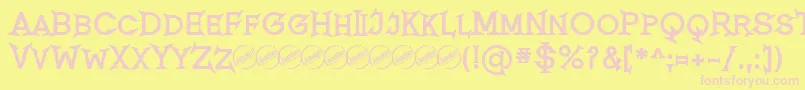 RomanicumBold-fontti – vaaleanpunaiset fontit keltaisella taustalla