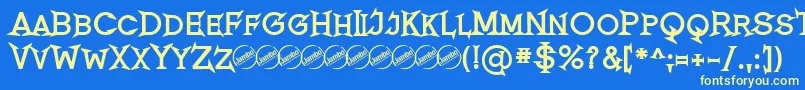 RomanicumBold-fontti – keltaiset fontit sinisellä taustalla