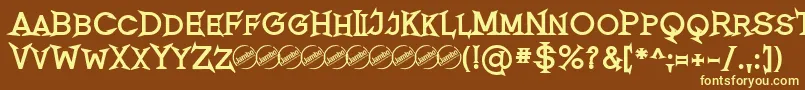 RomanicumBold-Schriftart – Gelbe Schriften auf braunem Hintergrund