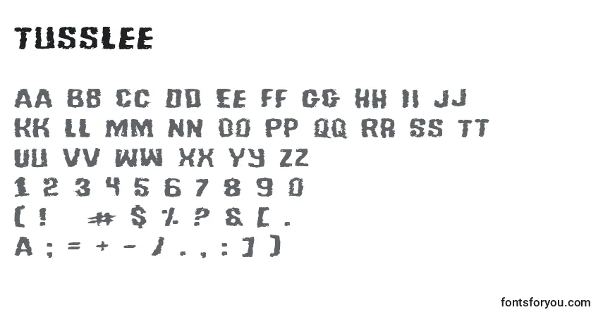 Fuente Tusslee - alfabeto, números, caracteres especiales