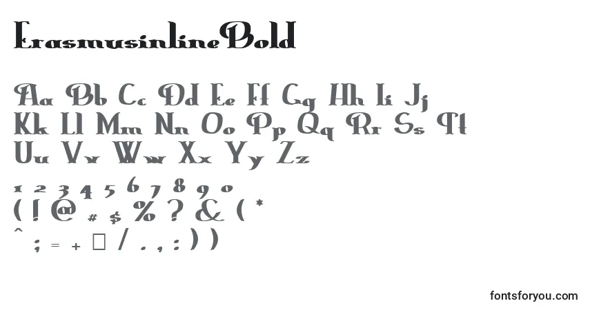 ErasmusinlineBoldフォント–アルファベット、数字、特殊文字