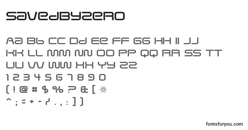 Шрифт SavedByZero – алфавит, цифры, специальные символы