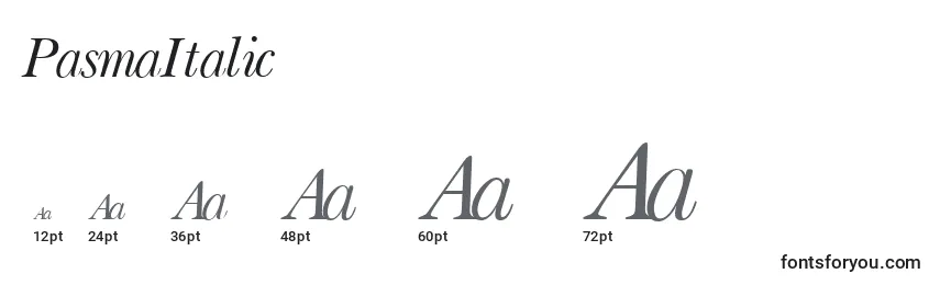 Размеры шрифта PasmaItalic