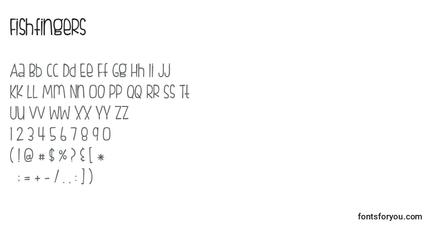 Czcionka Fishfingers – alfabet, cyfry, specjalne znaki