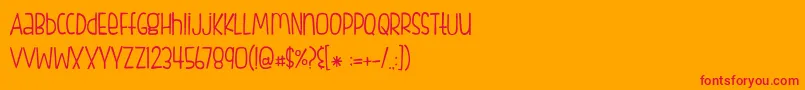 Fishfingers-Schriftart – Rote Schriften auf orangefarbenem Hintergrund