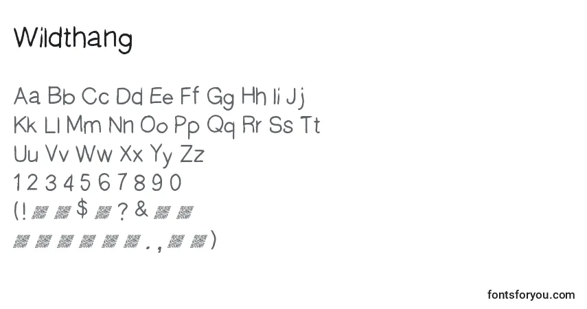 Schriftart Wildthang – Alphabet, Zahlen, spezielle Symbole