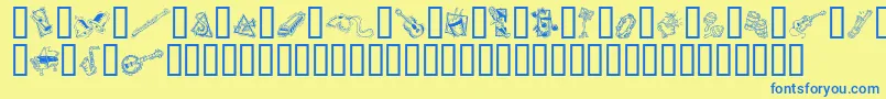 Fonte GeDecoMusic – fontes azuis em um fundo amarelo