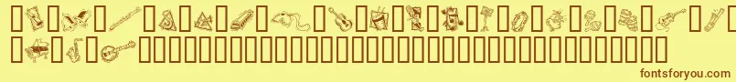 GeDecoMusic Font – Brown Fonts on Yellow Background