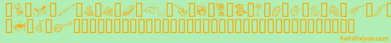 GeDecoMusic Font – Orange Fonts on Green Background