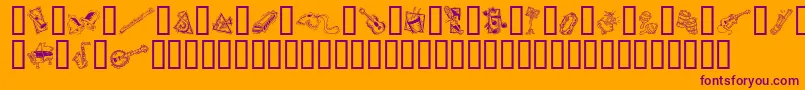 GeDecoMusic-fontti – violetit fontit oranssilla taustalla