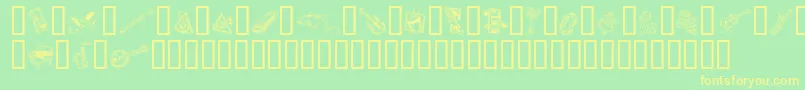 GeDecoMusic Font – Yellow Fonts on Green Background