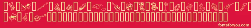 GeDecoMusic Font – Yellow Fonts on Red Background