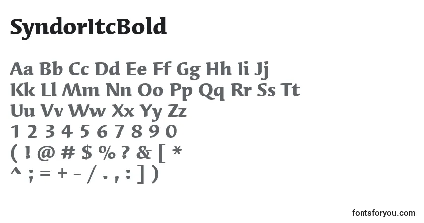 Шрифт SyndorItcBold – алфавит, цифры, специальные символы