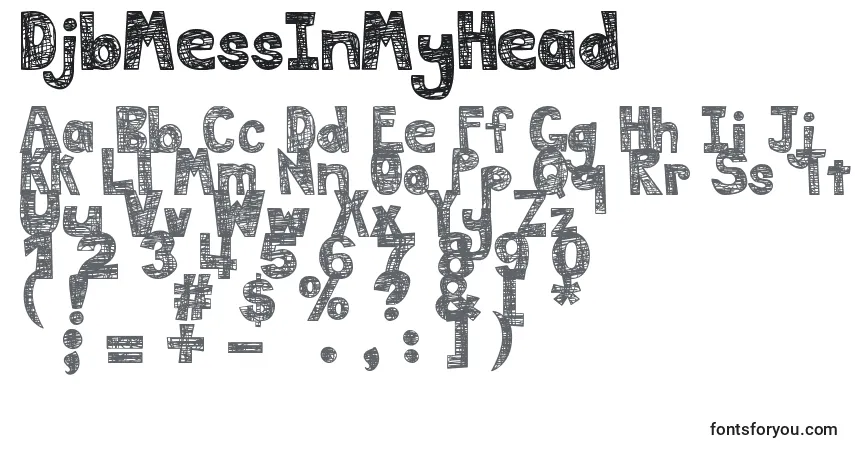 DjbMessInMyHead Font – alphabet, numbers, special characters