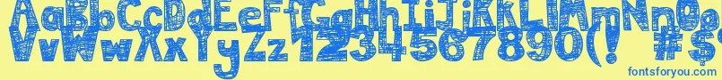 DjbMessInMyHead Font – Blue Fonts on Yellow Background