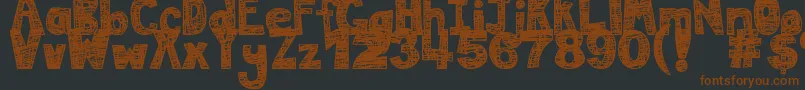 DjbMessInMyHead-fontti – ruskeat fontit mustalla taustalla