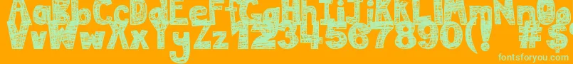 DjbMessInMyHead-Schriftart – Grüne Schriften auf orangefarbenem Hintergrund