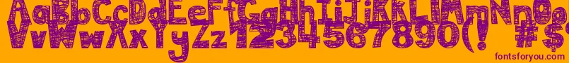 DjbMessInMyHead Font – Purple Fonts on Orange Background