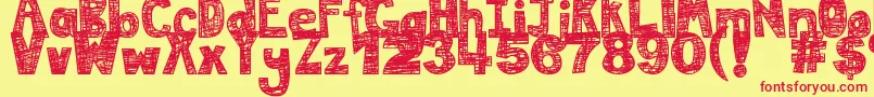 DjbMessInMyHead Font – Red Fonts on Yellow Background