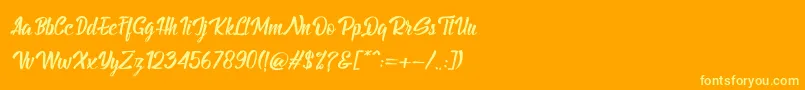 BillyTheGangItalic-Schriftart – Gelbe Schriften auf orangefarbenem Hintergrund