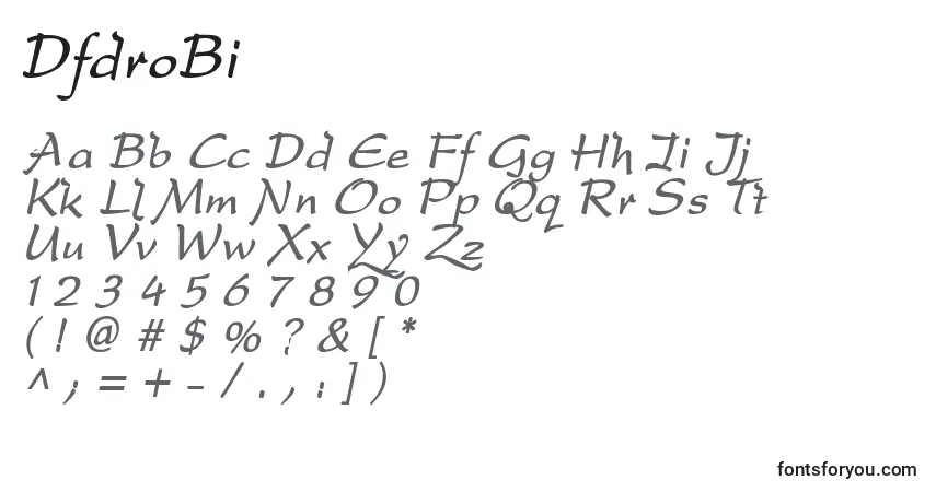A fonte DfdroBi – alfabeto, números, caracteres especiais