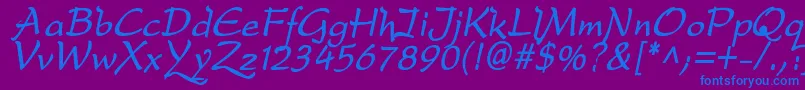 DfdroBi-Schriftart – Blaue Schriften auf violettem Hintergrund