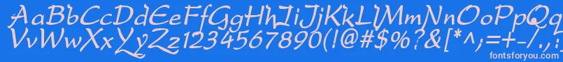 フォントDfdroBi – ピンクの文字、青い背景