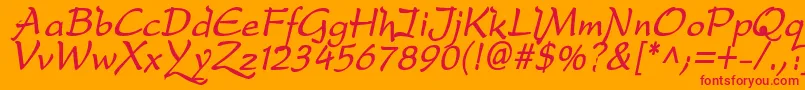 フォントDfdroBi – オレンジの背景に赤い文字