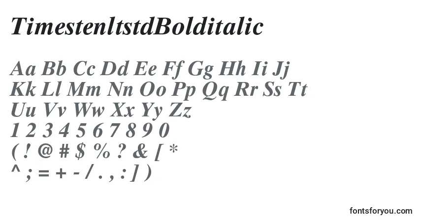 A fonte TimestenltstdBolditalic – alfabeto, números, caracteres especiais