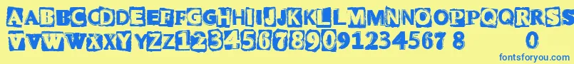 CfpunkattitudeRegular Font – Blue Fonts on Yellow Background