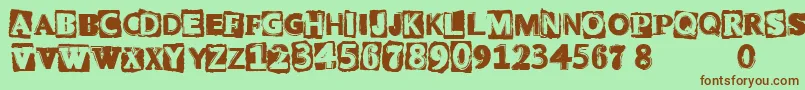 Fonte CfpunkattitudeRegular – fontes marrons em um fundo verde