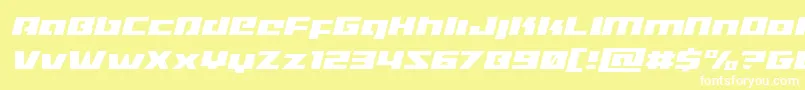 Turbochargelightital-Schriftart – Weiße Schriften auf gelbem Hintergrund