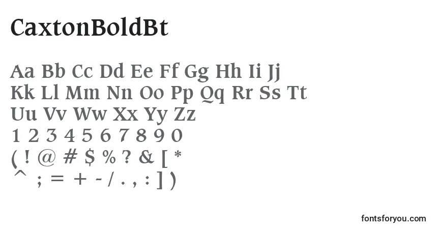 A fonte CaxtonBoldBt – alfabeto, números, caracteres especiais