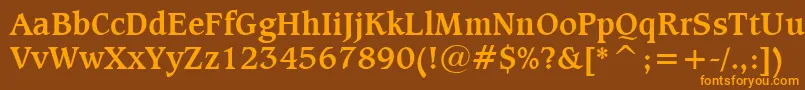 フォントCaxtonBoldBt – オレンジ色の文字が茶色の背景にあります。