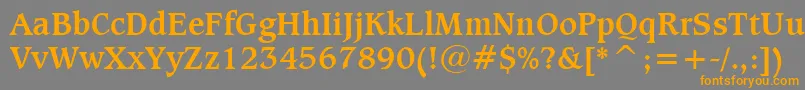 CaxtonBoldBt-Schriftart – Orangefarbene Schriften auf grauem Hintergrund