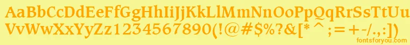フォントCaxtonBoldBt – オレンジの文字が黄色の背景にあります。