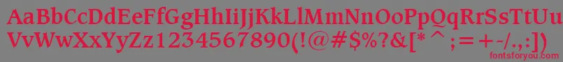 CaxtonBoldBt-Schriftart – Rote Schriften auf grauem Hintergrund