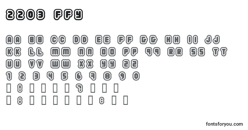 A fonte 2203 ffy – alfabeto, números, caracteres especiais