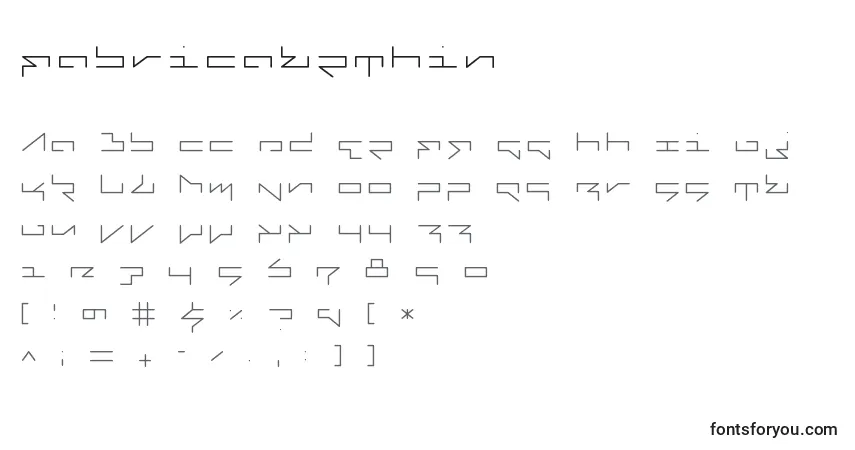 Czcionka FabricateThin – alfabet, cyfry, specjalne znaki