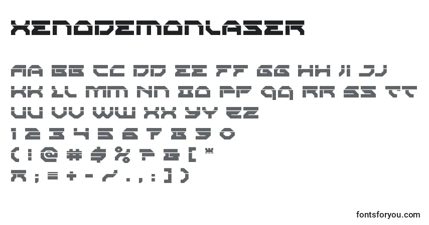 A fonte Xenodemonlaser – alfabeto, números, caracteres especiais